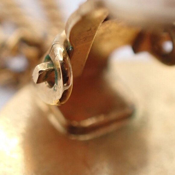 CHANEL CC Logo Matelasse Bag Shape Drop Earrings Clip-On 26 Gold Vintage - Picture 11 of 13